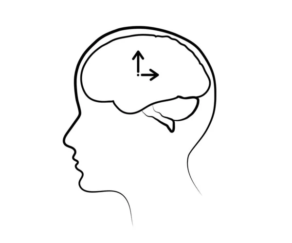 Mänsklig Hjärna Och Timvisare Symbol Vektorillustration — Stock vektor