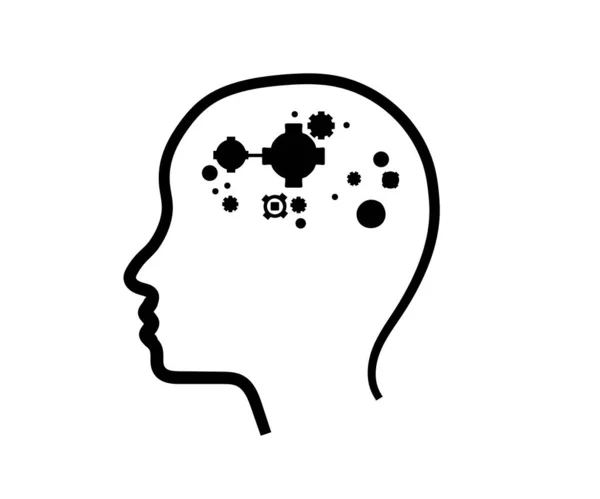Cérebro Humano Engrenagens Símbolo Ilustração Vetorial — Vetor de Stock
