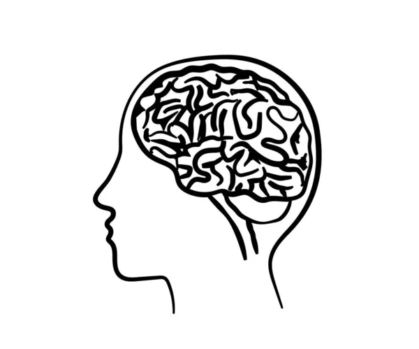 Cerebro Humano Cabeza Perfil Símbolo Ilustración Vectorial — Vector de stock