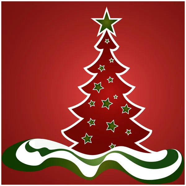 Christmas tree on red background — Stock Vector