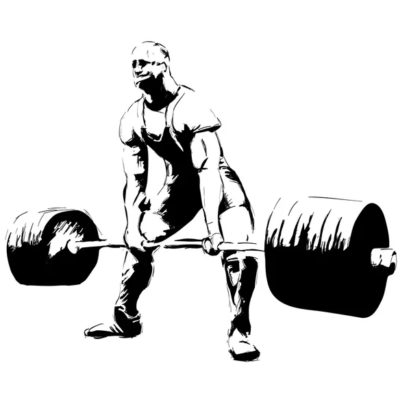 Weightlifter with barbell. Deadlift — Stock Vector