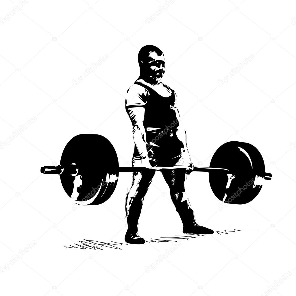 man with barbell deadlift