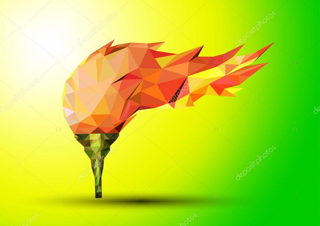 Olympic flame Fire. Polygonal geometric