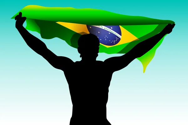 Rio. 2016 Brazil Games illustration runner with brazilian flag. Summer colour of athletic games 2016 - Green, yellow, blue. Colour shapes and lines. Summer Brazilian Sport background. Royalty Free Stock Illustrations