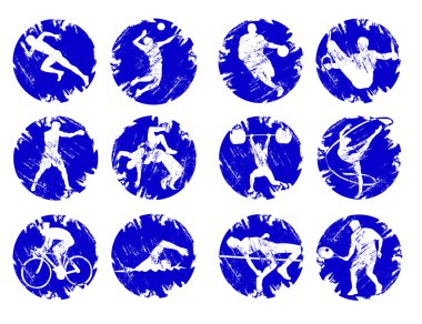 Blue icons of summer sports in Brazil clipart