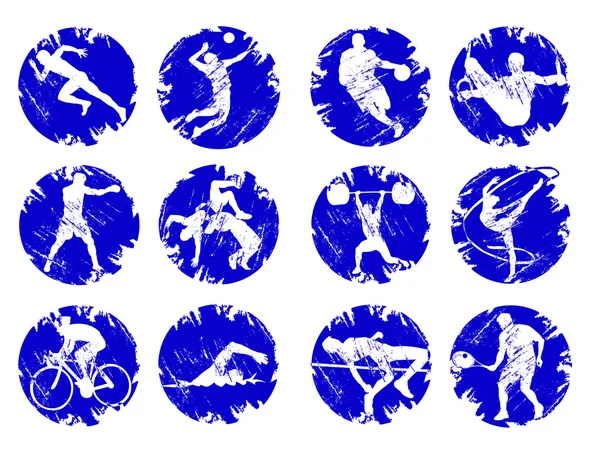 夏季运动项目在巴西的蓝色图标 — 图库矢量图片