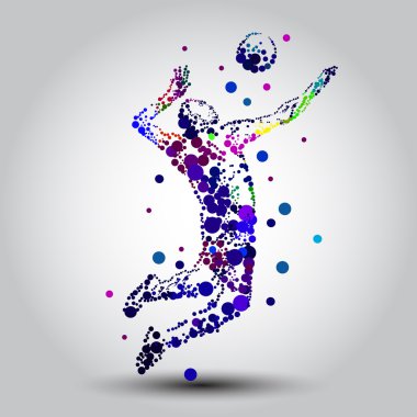 Soyut voleybolcu izole arka plan üzerinde gösterimi. 