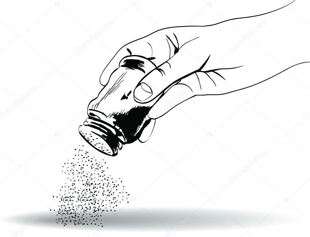 hand with salt shaker