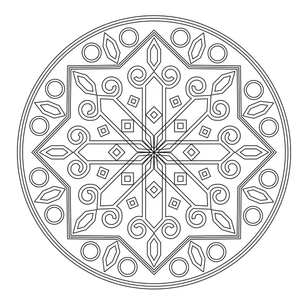 Mandala vetorial em preto e branco . — Vetor de Stock