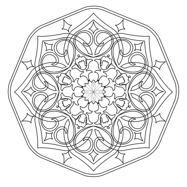 Mandala vetorial em preto e branco . — Vetor de Stock