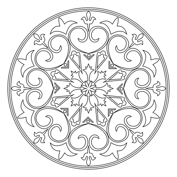 Mandala vetorial em preto e branco . — Vetor de Stock