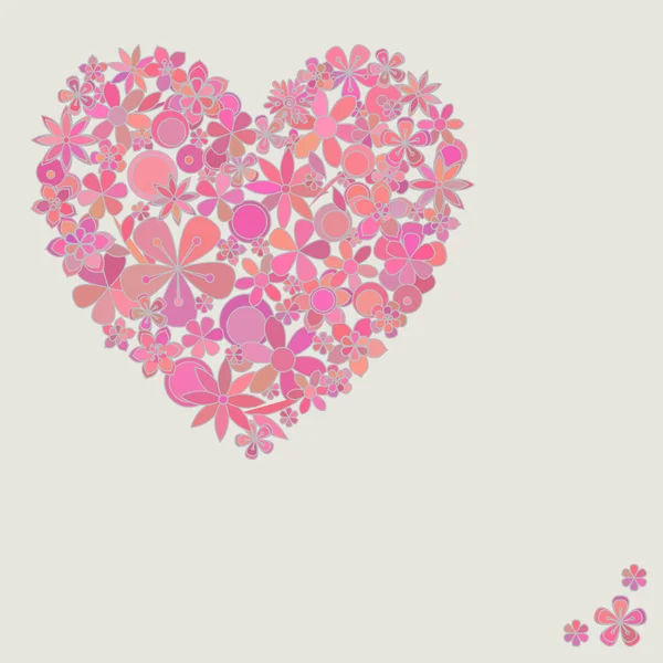 Tarjeta de felicitación con el corazón decorativo de flores . — Archivo Imágenes Vectoriales