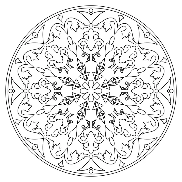 Mandala em preto e branco . — Vetor de Stock