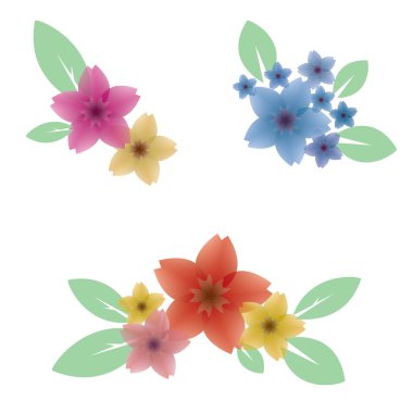 Renkli çiçek öğeleri kümesi.