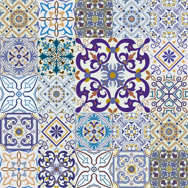 Gran conjunto de azulejos vectoriales de fondo . — Vector de stock