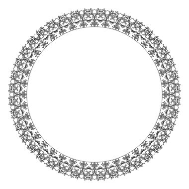 Siyah ve beyaz yuvarlak dantel çerçeve. 