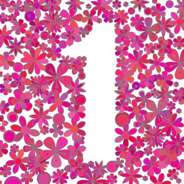 Vektör bir numaralı renkli çiçeklerden yapılmış.