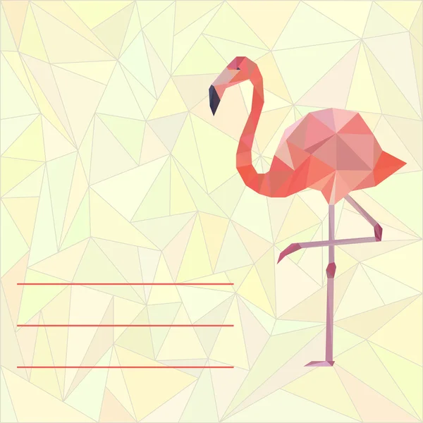 Modèle de carte avec flamant rose polygonal . — Image vectorielle
