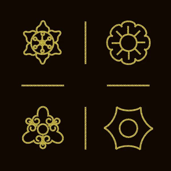 4 つの黄金の幾何学的なシンボルのセット. — ストックベクタ