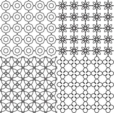 Vektör kümesi sorunsuz arka plan siyah ve beyaz.