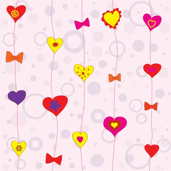 Vector seamless pattern background with bright hearts. — Stock Vector
