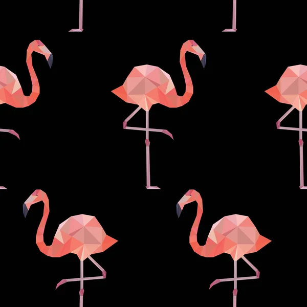 Fondo de patrón sin costuras con flamencos poligonales rosados . — Vector de stock