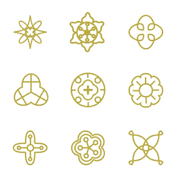 Zestaw dziewięciu złotych symboli. — Wektor stockowy