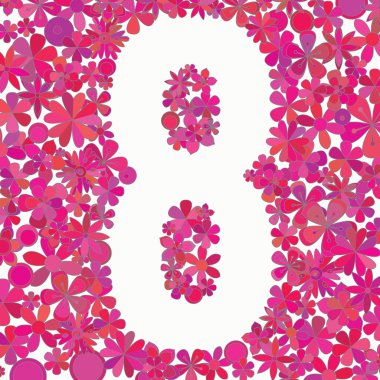 8 renkli çiçeklerden yapılmış numara. 