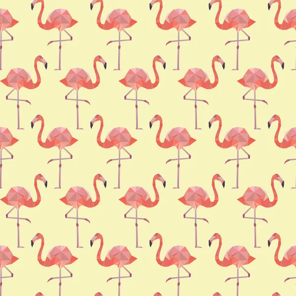 Nahtloser Musterhintergrund mit rosa polygonalen Flamingos. — Stockvektor