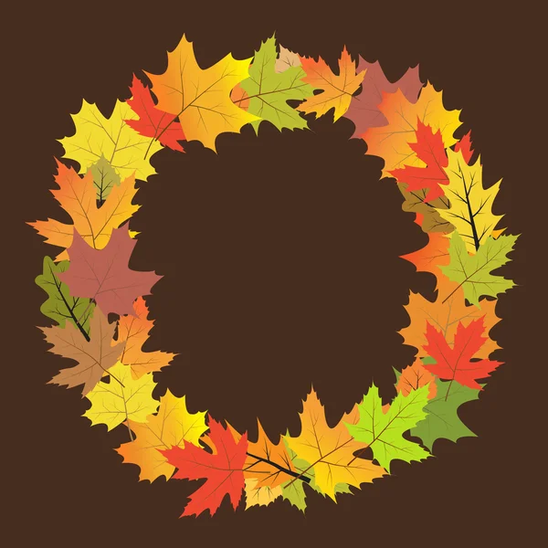 Vector autumn wreath made of colorful leaves. — Stock Vector