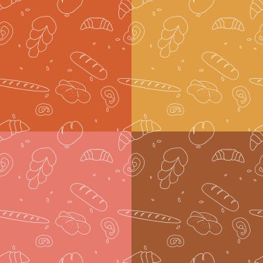 Fırın Dikişsiz desen arka planlar kümesi. 