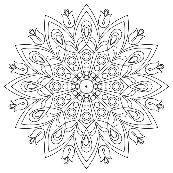 Decoratief element mandala in zwart-wit. — Stockvector