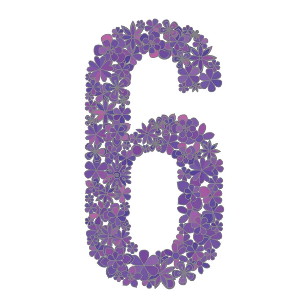 Číslo šest z květů. — Stockový vektor
