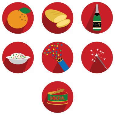 Rus tarzı düz yeni yıl simgeler kümesi