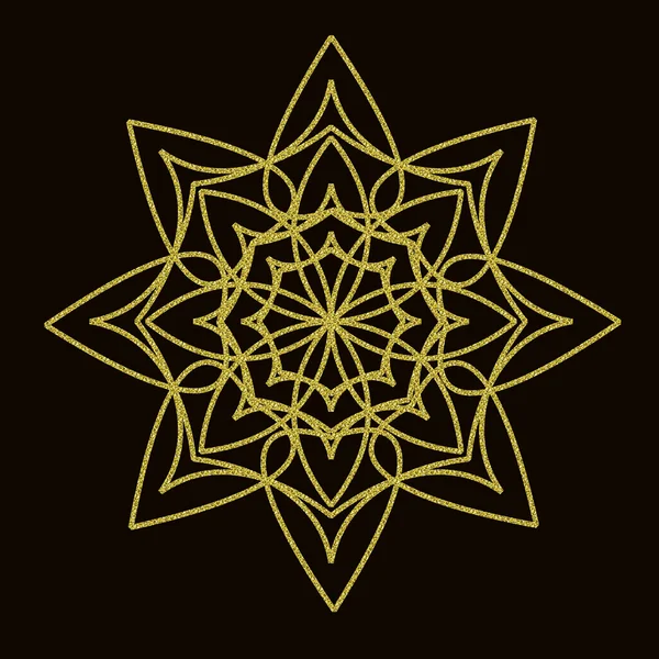 Vector decoratief element mandala in gouden textuur. — Stockvector