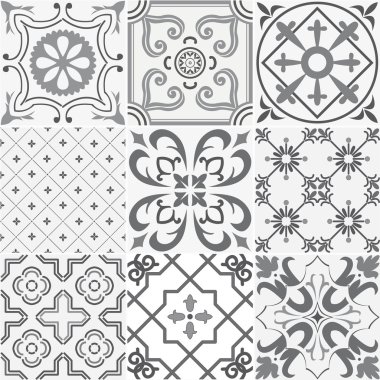 Dokuz kiremit arka plan gri renkli vektör ayarla.