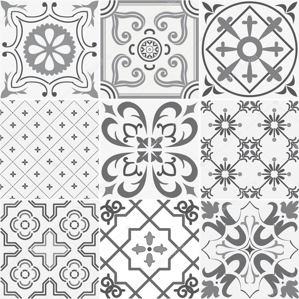 Vector set of  nine tiles background in grey.