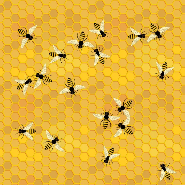 ミツバチやハニーコンブの背景 — ストックベクタ