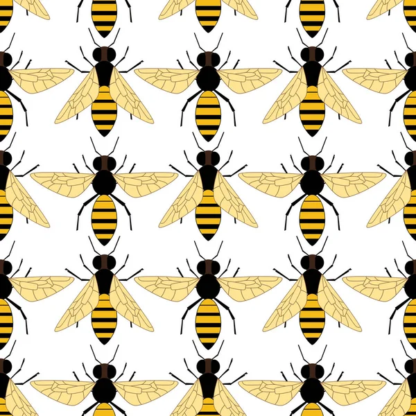 Lente Naadloze Achtergrond Met Bijen — Stockvector