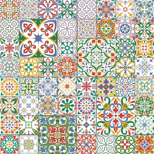Big Set Tiles Background Mosaic Pattern Ceramic Dutch Portuguese Spanish Royalty Free Stock Illustrations