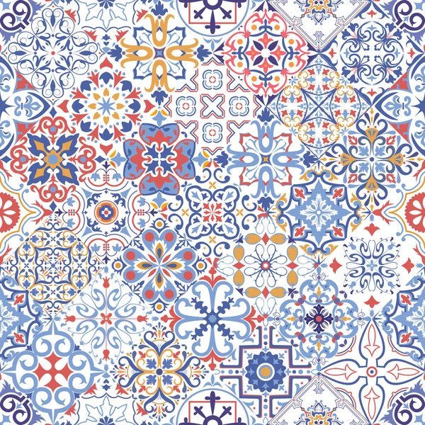 Seamless Tiles Background Mosaic Pattern Ceramic Dutch Portuguese Spanish Italian Ilustración de stock