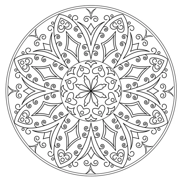 Mandala vectorial en blanco y negro . — Vector de stock