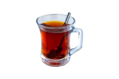 Çay bardağı kupası. Bir bardak iyi demlenmiş çay.