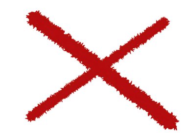 İptal ya da Reddetme için Beyaz Arkaplanda Kalın Fırça Vuruşuyla Kırmızı X İşareti Sembolü