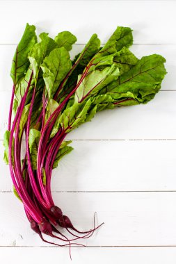 Düz lay pancar yaprakları.