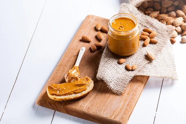 Homemade almond butter. — Stock Photo, Image