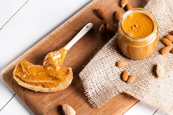 Homemade almond butter. — Stock Photo, Image