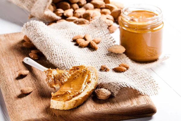 Homemade almond butter. — Stock Photo, Image