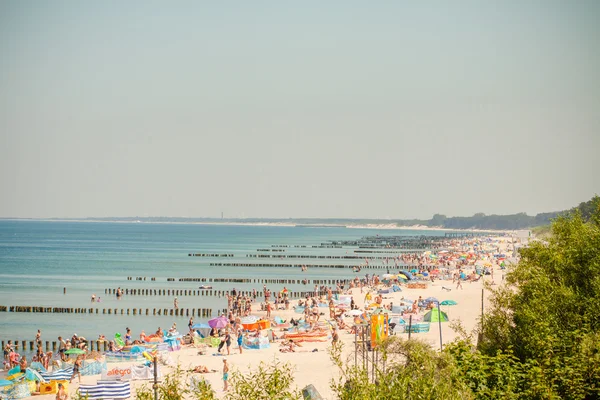 Solbadere på stranden - Stock-foto