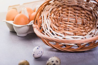 Sepetli tavuk ve bıldırcın yumurtası..